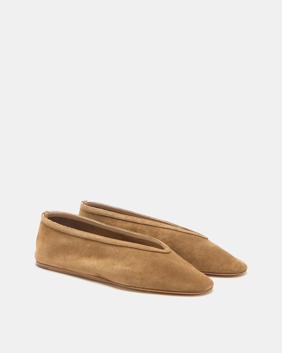 Taupe suede slipper flats