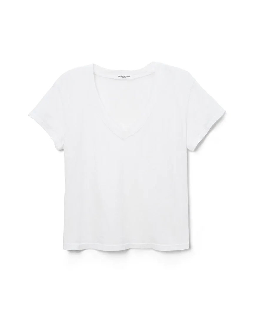 White V-neck tee